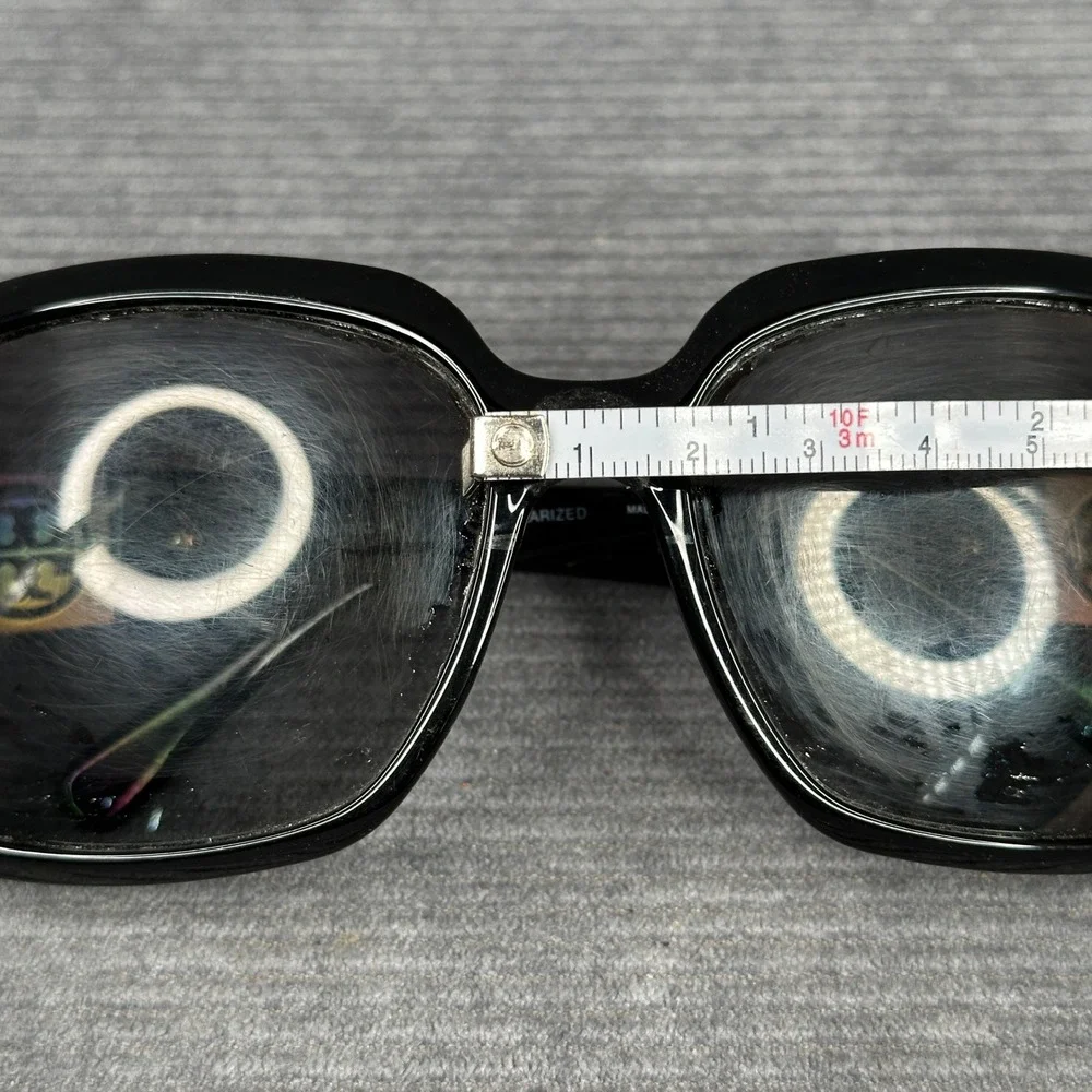 Tory Burch TY9027 Black Polarized Square Sunglasses Gold Logo 501T3 59-16-130